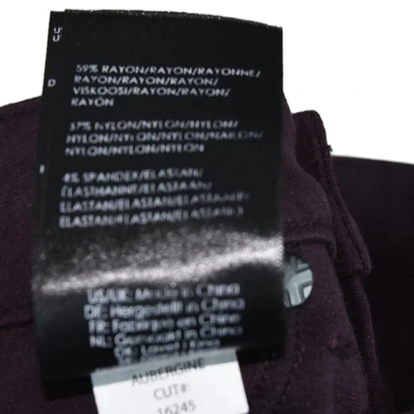 LIVERPOOL || Ponte Knit Pants Aubergene Dark Purple Stretch Size 6 Slim Ankle - Picture 9 of 9